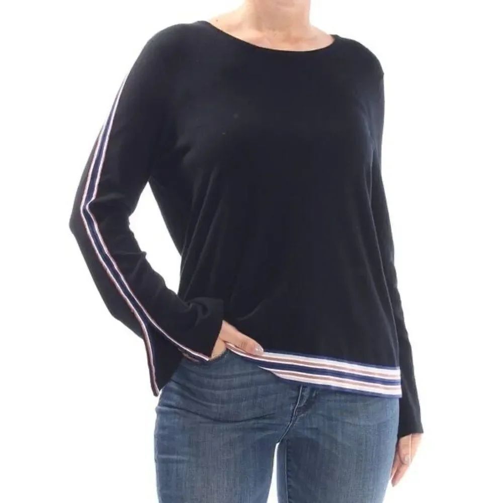 Alfani Striped Jewel Neck Sweater Size Large